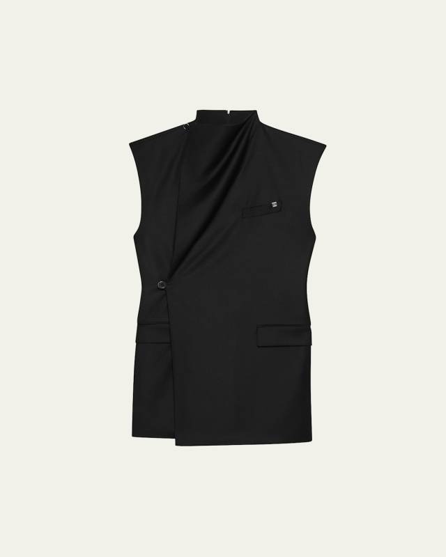 Sleeveless Cowl-Neck Blazer Dress